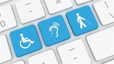 Image de clavier avec des pictogrammes accessibilité numérique